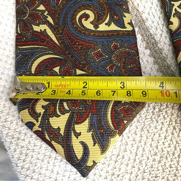 Vintage Jacques Fath Pure Silk Men Tie Made In France Floral Paisley Summer - Picture 4 of 5